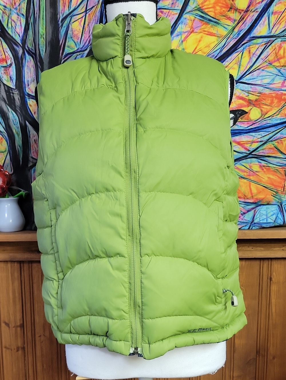 Ll Bean Lime Green Quilted Puffer Vest Woman Large